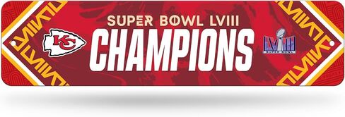 Rico Industries NFL Football Kansas City Chiefs 2024 Super Bowl LVIII Champions Metal Sign 4" x 15" Home Décor - Bedroom - Office - Man Cave in Saudi Arabia