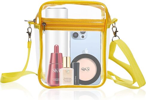 IEKEODI Clear Crossbody Purse Bag,Clear Bag Stadium Approved Inner Pocket for Concerts,Festivals, Sports Events in Saudi Arabia