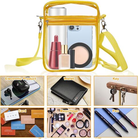 IEKEODI Clear Crossbody Purse Bag,Clear Bag Stadium Approved Inner Pocket for Concerts,Festivals, Sports Events in Saudi Arabia