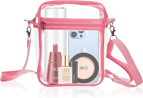 IEKEODI Clear Crossbody Purse Bag,Clear Bag Stadium Approved Inner Pocket for Concerts,Festivals, Sports Events in Saudi Arabia