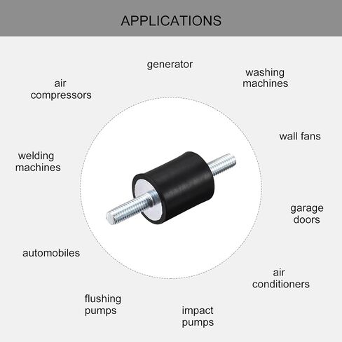 uxcell M6x18mm Rubber Mounts, 12pcs Anti Vibration Isolator Studs Shock Absorber Male for Air Compressors, Garage Motor, Diesel Engines, 20x25mm in Saudi Arabia