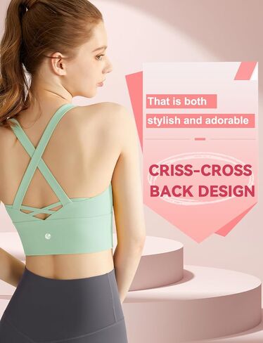 CHAMWEY women‘s sports bra medium support crisscross minimize bounce breathable quick drying comfortable in Saudi Arabia