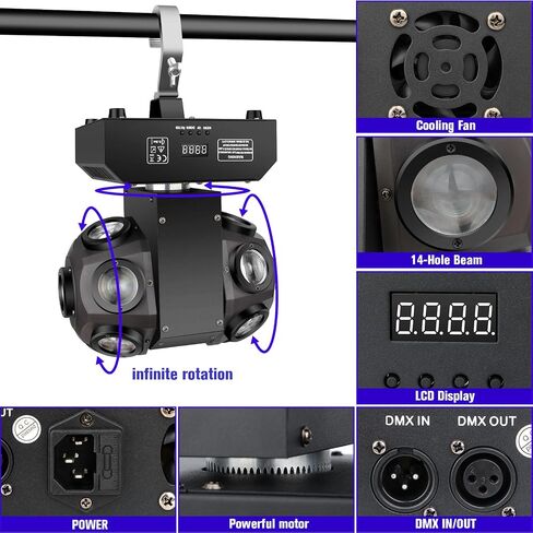 Moving Head Stage Light - Double Sides 150W RGBW LED Moving Head DJ Lighting Rotating Beam Lights by Sound Activated DMX Control for Dance Club KTV DJ Disco Parties Band Live Show Bar Concert in Saudi Arabia