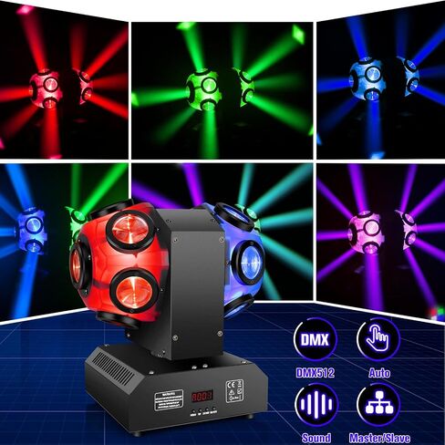 Moving Head Stage Light - Double Sides 150W RGBW LED Moving Head DJ Lighting Rotating Beam Lights by Sound Activated DMX Control for Dance Club KTV DJ Disco Parties Band Live Show Bar Concert in Saudi Arabia