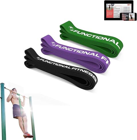 Pull Up Assist Bands Set of 3 by Functional Fitness. Heavy Duty Resistance and Assistance Training Bands in Saudi Arabia