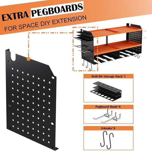 Power Tool Organizer for Drill Holder, Tool Storage Wall Mount, Storage Rack for Garage Organization, Heavy Duty Metal Tool Shelf, Orange in Saudi Arabia