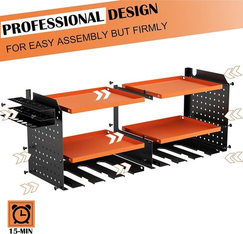 Power Tool Organizer for Drill Holder, Tool Storage Wall Mount, Storage Rack for Garage Organization, Heavy Duty Metal Tool Shelf, Orange in Saudi Arabia