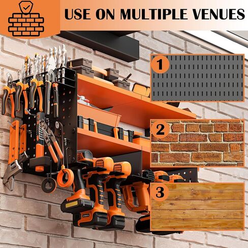 Power Tool Organizer for Drill Holder, Tool Storage Wall Mount, Storage Rack for Garage Organization, Heavy Duty Metal Tool Shelf, Orange in Saudi Arabia