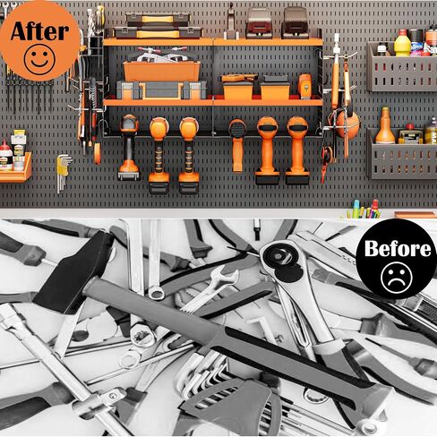 Power Tool Organizer for Drill Holder, Tool Storage Wall Mount, Storage Rack for Garage Organization, Heavy Duty Metal Tool Shelf, Orange in Saudi Arabia
