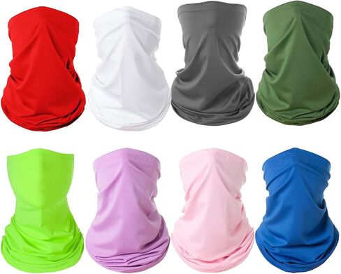 8 Pcs Cooling Neck Gaiter Face Mask Scarf Balaclava Bandana Cover Summer UV Protection Face Mask for Men Women in Saudi Arabia