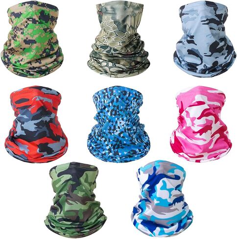 8 Pcs Cooling Neck Gaiter Face Mask Scarf Balaclava Bandana Cover Summer UV Protection Face Mask for Men Women in Saudi Arabia