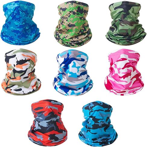 8 Pcs Cooling Neck Gaiter Face Mask Scarf Balaclava Bandana Cover Summer UV Protection Face Mask for Men Women in Saudi Arabia