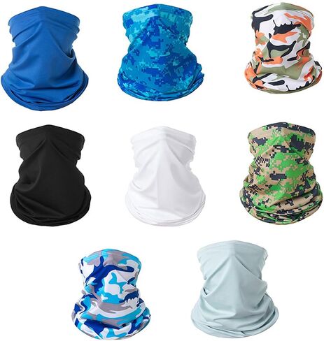 8 Pcs Cooling Neck Gaiter Face Mask Scarf Balaclava Bandana Cover Summer UV Protection Face Mask for Men Women in Saudi Arabia