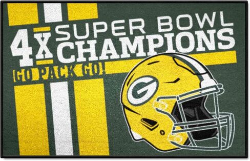 سجادة FANMATS 30920 Green Bay Packers Dynasty Starter Mat - 19 بوصة. × 30 بوصة. | سجادة ديكور المنزل لمحبي الرياضة وبساط خلفي in Saudi Arabia