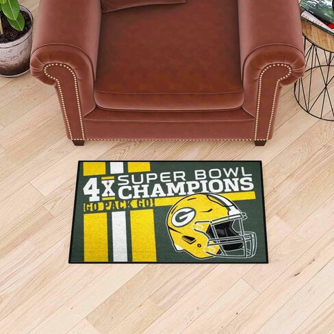 سجادة FANMATS 30920 Green Bay Packers Dynasty Starter Mat - 19 بوصة. × 30 بوصة. | سجادة ديكور المنزل لمحبي الرياضة وبساط خلفي in Saudi Arabia