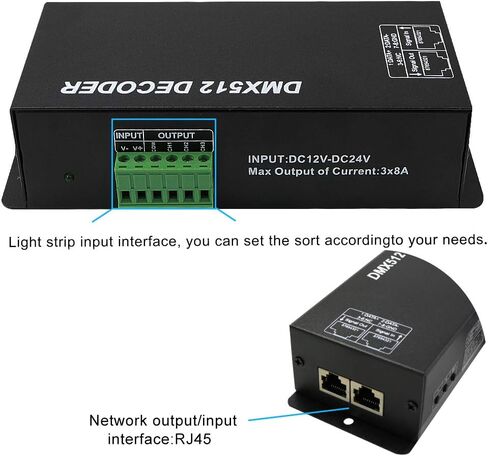 High Power 3 Channel 8A/CH Dmx Led Controller Led DMX 512 Decoder Dimmer Driver DC12V-24V for led rgb strip or lights in Kuwait
