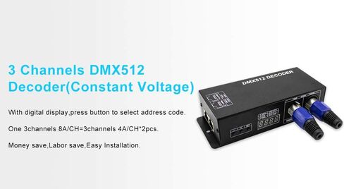 High Power 3 Channel 8A/CH Dmx Led Controller Led DMX 512 Decoder Dimmer Driver DC12V-24V for led rgb strip or lights in Kuwait