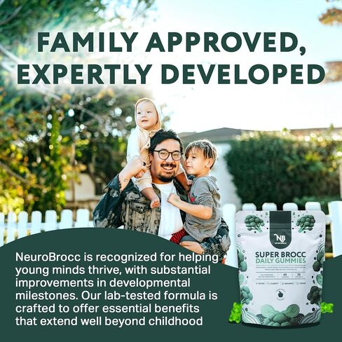 NeuroBrocc Sulforaphane Supplement Gummies - Potent Broccoli Sprout Extract Supplement - 60 Vegan Friendly Green Apple Flavor Gummies in Saudi Arabia