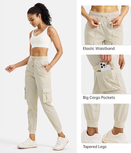 Willit Women's Studio Jogger Cargo Workout Hiking Track Pants Lightweight Athletic Dance Tapered Pants Quick Dry in Saudi Arabia