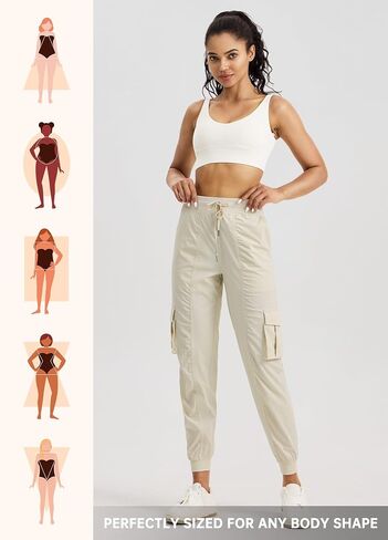 Willit Women's Studio Jogger Cargo Workout Hiking Track Pants Lightweight Athletic Dance Tapered Pants Quick Dry in Saudi Arabia