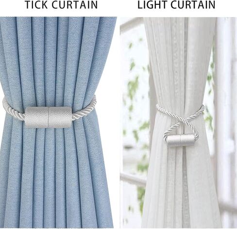 4 Pack Strong Magnetic Curtain Tiebacks Outdoor Decorative Tie Backs Modern Rope Tiebacks Modern Handmade Tie Backs Decorative Curtain Holdbacks for raperies- Beige in Saudi Arabia
