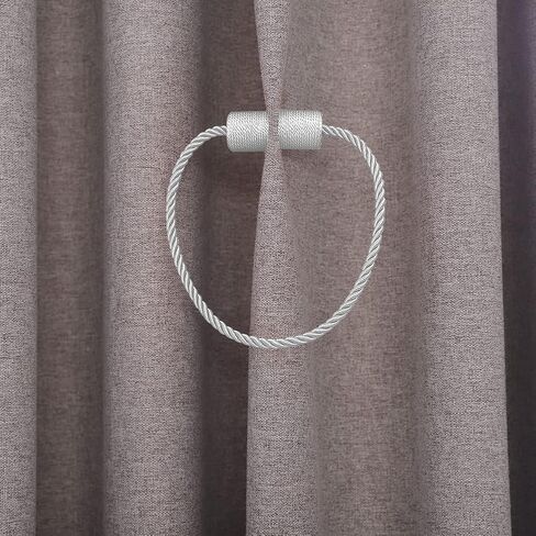 4 Pack Strong Magnetic Curtain Tiebacks Outdoor Decorative Tie Backs Modern Rope Tiebacks Modern Handmade Tie Backs Decorative Curtain Holdbacks for raperies- Beige in Saudi Arabia