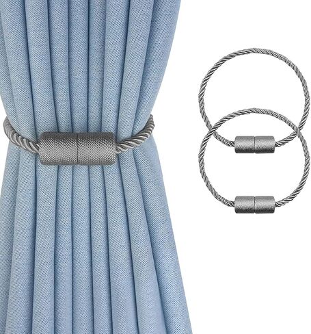 4 Pack Strong Magnetic Curtain Tiebacks Outdoor Decorative Tie Backs Modern Rope Tiebacks Modern Handmade Tie Backs Decorative Curtain Holdbacks for raperies- Beige in Saudi Arabia