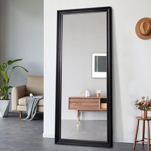 Full Length Mirror 67"x 26", Floor Mirror Beaded Frame with Stand Wall-Mounted or Leaning, Stand Up Mirror Full Large Body Mirror Big Tall Full Mirror for Bedroom (Beaded Brown) in Saudi Arabia