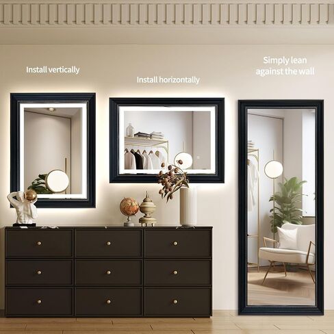 Full Length Mirror 67"x 26", Floor Mirror Beaded Frame with Stand Wall-Mounted or Leaning, Stand Up Mirror Full Large Body Mirror Big Tall Full Mirror for Bedroom (Beaded Brown) in Saudi Arabia