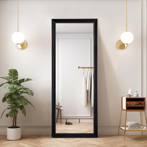 Full Length Mirror 67"x 26", Floor Mirror Beaded Frame with Stand Wall-Mounted or Leaning, Stand Up Mirror Full Large Body Mirror Big Tall Full Mirror for Bedroom (Beaded Brown) in Saudi Arabia
