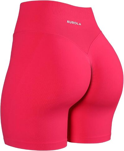AUROLA Impressive Collection Workout Shorts for Women,High Waisted V-Shape Seam Gym Embossed Logo Athletic Fitness Short in Saudi Arabia