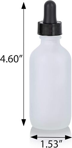 JUVITUS 2 oz Frosted Clear Glass Boston Round Bottles (12 Pack) with Two Closures: Black Glass Droppers and Phenolic Caps in Saudi Arabia