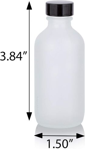 JUVITUS 2 oz Frosted Clear Glass Boston Round Bottles (12 Pack) with Two Closures: Black Glass Droppers and Phenolic Caps in Saudi Arabia
