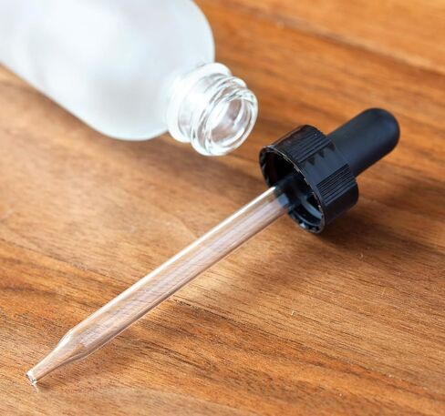 JUVITUS 2 oz Frosted Clear Glass Boston Round Bottles (12 Pack) with Two Closures: Black Glass Droppers and Phenolic Caps in Saudi Arabia