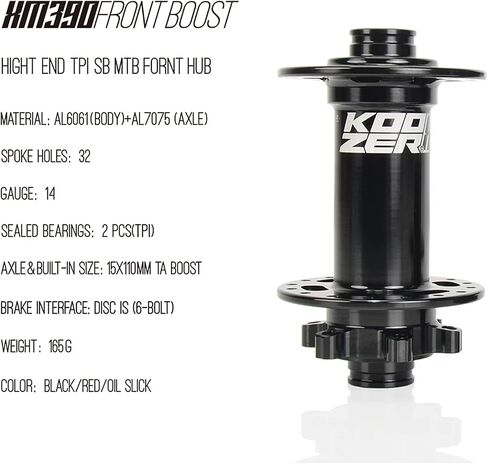 BestParts KOOZER XM390 Boost MTB المحور الأمامي 32 فتحة 32H 72HD سبيكة 7075 فرامل قرصية عالية القوة 15x110 مم من خلال المحور الأسود لـ SHIMANO 8-11s in Saudi Arabia