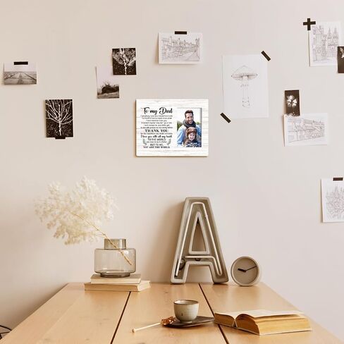 إطار صورة للأب مقاس 4 × 6 بوصات، هدية تزيين إطار صورة ريفي، هدية للأب من ابنته، هدية عيد الأب، هدية عيد ميلاد الأب، هدية إطار صورة للأب، إطار صورة للأب والابنة للعرض على سطح الطاولة in Kuwait