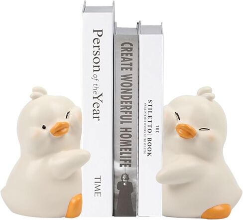 Cute Hug Ducks Decorative Bookends, Creative Resin Book Holders Duck Figurines Book Ends for Shelves Home Office Desk Bookshelf Decor in Kuwait