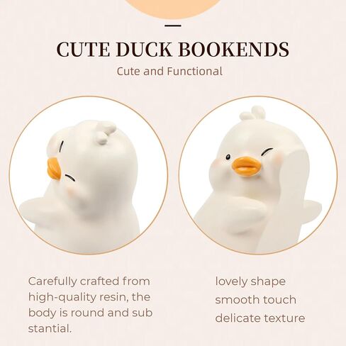 Cute Hug Ducks Decorative Bookends, Creative Resin Book Holders Duck Figurines Book Ends for Shelves Home Office Desk Bookshelf Decor in Kuwait