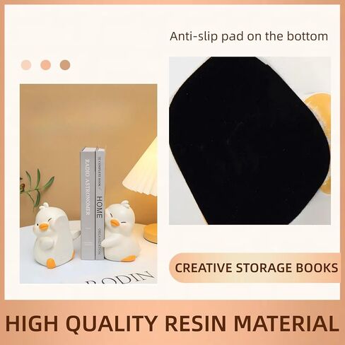 Cute Hug Ducks Decorative Bookends, Creative Resin Book Holders Duck Figurines Book Ends for Shelves Home Office Desk Bookshelf Decor in Kuwait