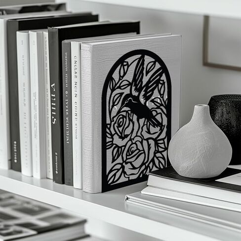 مساند كتب معدنية للأرفف، سدادات كتب جميلة طويلة للطيور الطنانة تستخدم على المكتب، الرف، مزرعة للكتب الصغيرة والكبيرة 5.3 بوصة × 4.3 بوصة × 7.9 بوصة، زوج واحد (طائر طنان) in Saudi Arabia