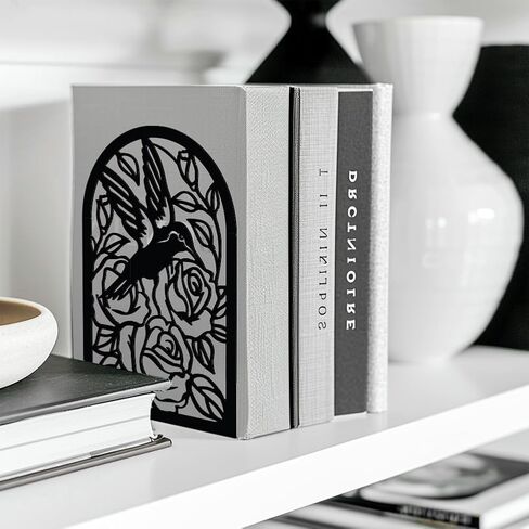 مساند كتب معدنية للأرفف، سدادات كتب جميلة طويلة للطيور الطنانة تستخدم على المكتب، الرف، مزرعة للكتب الصغيرة والكبيرة 5.3 بوصة × 4.3 بوصة × 7.9 بوصة، زوج واحد (طائر طنان) in Saudi Arabia