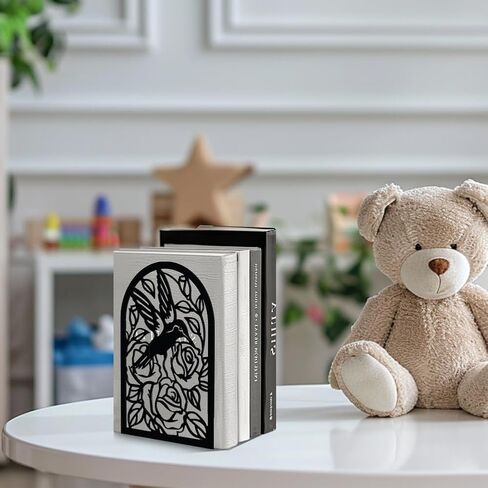 مساند كتب معدنية للأرفف، سدادات كتب جميلة طويلة للطيور الطنانة تستخدم على المكتب، الرف، مزرعة للكتب الصغيرة والكبيرة 5.3 بوصة × 4.3 بوصة × 7.9 بوصة، زوج واحد (طائر طنان) in Saudi Arabia
