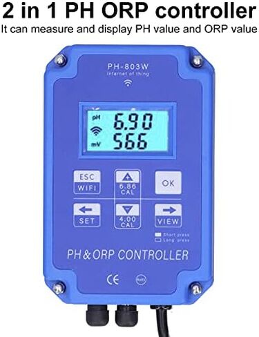 PH‑803W WIFI 2 في 1 PH ORP وحدة تحكم مستمرة في عداد التحكم في جودة المياه -1999~1999mV 0.00~14.00PH وحدة تحكم في الحموضة والقلوية أداة مراقبة جودة المياه (قابس أمريكي 110 فولت) in Saudi Arabia