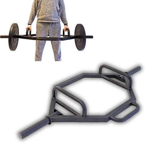 HulkFit 2-inch Olympic style Weightlifting Closed Hex Shaped Trap Bar | 500 lb Weight Capacity - Matte Black in Kuwait