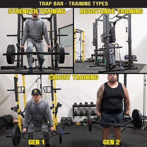 HulkFit 2-inch Olympic style Weightlifting Closed Hex Shaped Trap Bar | 500 lb Weight Capacity - Matte Black in Kuwait