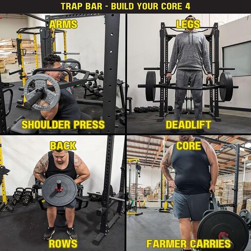 HulkFit 2-inch Olympic style Weightlifting Closed Hex Shaped Trap Bar | 500 lb Weight Capacity - Matte Black in Kuwait