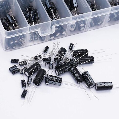 Twidec/410Pcs Aluminum Electrolytic Capacitor Assortment Box Kit 24Value 0.1uF－1000uF Different Range 10V/16V/25V/50V Radial Leads Electrolytic Capacitors for Repair TV, Radio, Microwave etc in Saudi Arabia