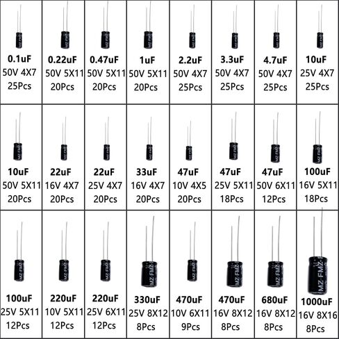 Twidec/410Pcs Aluminum Electrolytic Capacitor Assortment Box Kit 24Value 0.1uF－1000uF Different Range 10V/16V/25V/50V Radial Leads Electrolytic Capacitors for Repair TV, Radio, Microwave etc in Saudi Arabia