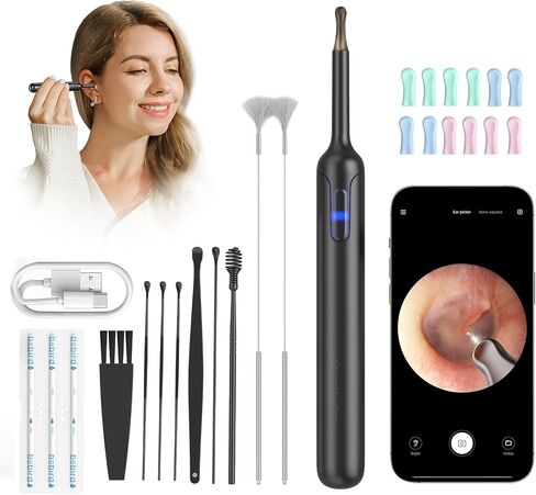 منظف ​​الأذن من BEBIRD مع الكاميرا - منظار الأذن اللاسلكي مع كاميرا HD 1080P ومصابيح LED لإزالة شمع الأذن - أداة إزالة شمع الأذن المرئية مع الصور ومقاطع الفيديو عبر تطبيق BEBIRD المجاني in Kuwait