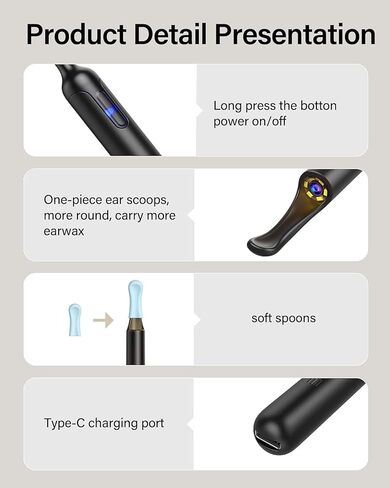 منظف ​​الأذن من BEBIRD مع الكاميرا - منظار الأذن اللاسلكي مع كاميرا HD 1080P ومصابيح LED لإزالة شمع الأذن - أداة إزالة شمع الأذن المرئية مع الصور ومقاطع الفيديو عبر تطبيق BEBIRD المجاني in Kuwait